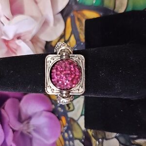 Handmade Hot Pink Crystal Framed Beaded Ring - SEE BELOW FOR CUSTOM SIZING👇